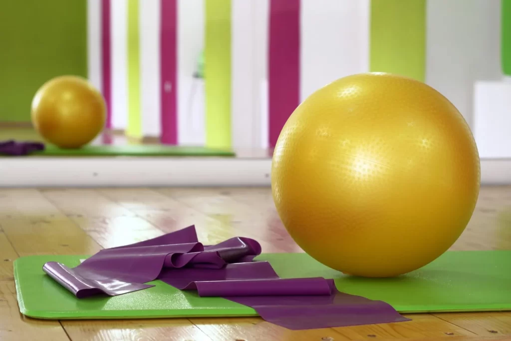 yoga birthing ball and mat